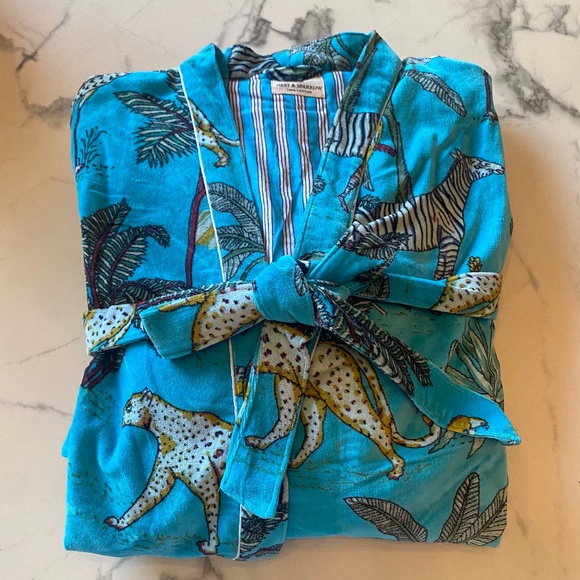 NWOT Handmade Handblock Print Plush Robe one size - Picture 1 of 5